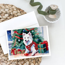 Load image into Gallery viewer, Japanese Spitz Cozy Christmas Greeting Cards - Blank Note Cards – 8-Pack of Artist-Designed Cards with Envelopes