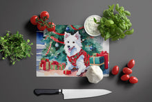 Load image into Gallery viewer, Japanese Spitz Cozy Christmas Glass Cutting Boards – Durable, Decorative Kitchen Art Large