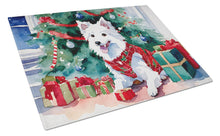 Load image into Gallery viewer, Japanese Spitz Cozy Christmas Glass Cutting Boards – Durable, Decorative Kitchen Art Large
