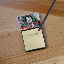 Load image into Gallery viewer, Japanese Spitz Cozy Christmas Sticky Note Holder- Refiilable Desk Accessory Note Pad