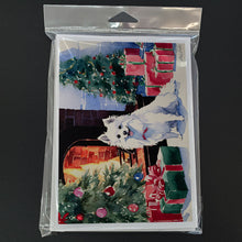 Load image into Gallery viewer, Japanese Spitz Cozy Christmas Greeting Cards - Blank Note Cards – 8-Pack of Artist-Designed Cards with Envelopes