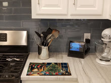 Load image into Gallery viewer, Keeshond Cozy Christmas Glass Cutting Boards – Durable, Decorative Kitchen Art Large