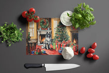 Load image into Gallery viewer, Keeshond Cozy Christmas Glass Cutting Boards – Durable, Decorative Kitchen Art Large
