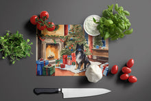 Load image into Gallery viewer, Keeshond Cozy Christmas Glass Cutting Boards – Durable, Decorative Kitchen Art Large