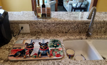 Load image into Gallery viewer, Lancashire Heeler Cozy Christmas Dish Drying Mat