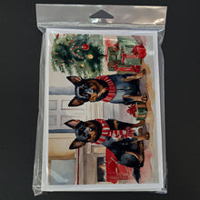 Load image into Gallery viewer, Lancashire Heeler Cozy Christmas Greeting Cards - Blank Note Cards – 8-Pack of Artist-Designed Cards with Envelopes
