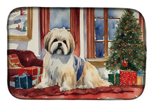 Load image into Gallery viewer, Lhasa Apso Cozy Christmas Dish Drying Mat