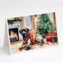 Load image into Gallery viewer, Mastiff Cozy Christmas Greeting Cards - Blank Note Cards – 8-Pack of Artist-Designed Cards with Envelopes