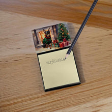 Load image into Gallery viewer, Miniature Pinscher Cozy Christmas Sticky Note Holder- Refiilable Desk Accessory Note Pad