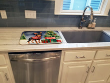 Load image into Gallery viewer, Miniature Pinscher Cozy Christmas Dish Drying Mat