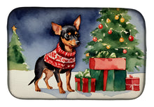 Load image into Gallery viewer, Miniature Pinscher Cozy Christmas Dish Drying Mat
