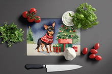 Load image into Gallery viewer, Miniature Pinscher Cozy Christmas Glass Cutting Boards – Durable, Decorative Kitchen Art Large