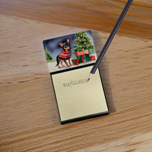 Load image into Gallery viewer, Miniature Pinscher Cozy Christmas Sticky Note Holder- Refiilable Desk Accessory Note Pad