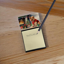 Load image into Gallery viewer, Norfolk Terrier Cozy Christmas Sticky Note Holder- Refiilable Desk Accessory Note Pad