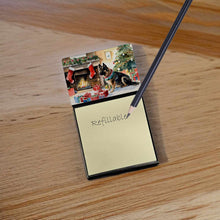 Load image into Gallery viewer, Norwegian Buhund Cozy Christmas Sticky Note Holder- Refiilable Desk Accessory Note Pad