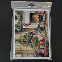 Load image into Gallery viewer, Norwegian Elkhound Cozy Christmas Greeting Cards - Blank Note Cards – 8-Pack of Artist-Designed Cards with Envelopes