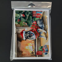 Load image into Gallery viewer, Norwegian Elkhound Cozy Christmas Greeting Cards - Blank Note Cards – 8-Pack of Artist-Designed Cards with Envelopes