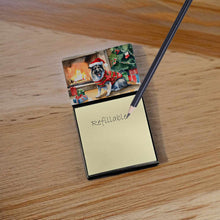 Load image into Gallery viewer, Norwegian Elkhound Cozy Christmas Sticky Note Holder- Refiilable Desk Accessory Note Pad