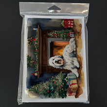 Load image into Gallery viewer, Old English Sheepdog Cozy Christmas Greeting Cards - Blank Note Cards – 8-Pack of Artist-Designed Cards with Envelopes