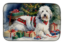 Load image into Gallery viewer, Old English Sheepdog Cozy Christmas Dish Drying Mat
