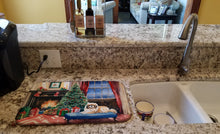 Load image into Gallery viewer, Pekingese Cozy Christmas Dish Drying Mat