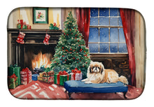 Load image into Gallery viewer, Pekingese Cozy Christmas Dish Drying Mat