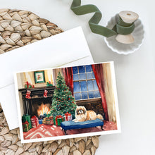 Load image into Gallery viewer, Pekingese Cozy Christmas Greeting Cards - Blank Note Cards – 8-Pack of Artist-Designed Cards with Envelopes