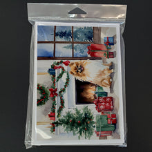 Load image into Gallery viewer, Pomeranian Cozy Christmas Greeting Cards - Blank Note Cards – 8-Pack of Artist-Designed Cards with Envelopes