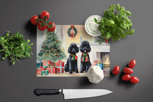 Load image into Gallery viewer, Poodle Cozy Christmas Glass Cutting Boards – Durable, Decorative Kitchen Art Large