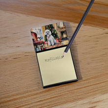 Load image into Gallery viewer, Poodle Cozy Christmas Sticky Note Holder- Refiilable Desk Accessory Note Pad
