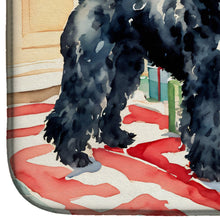 Load image into Gallery viewer, Portuguese Water Dog Cozy Christmas Dish Drying Mat