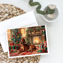 Load image into Gallery viewer, Redbone Coonhound Cozy Christmas Greeting Cards - Blank Note Cards – 8-Pack of Artist-Designed Cards with Envelopes