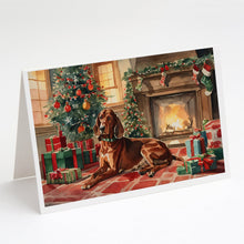 Load image into Gallery viewer, Redbone Coonhound Cozy Christmas Greeting Cards - Blank Note Cards – 8-Pack of Artist-Designed Cards with Envelopes