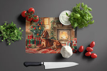 Load image into Gallery viewer, Redbone Coonhound Cozy Christmas Glass Cutting Boards – Durable, Decorative Kitchen Art Large