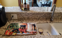 Load image into Gallery viewer, Rottweiler Cozy Christmas Dish Drying Mat