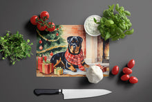 Load image into Gallery viewer, Rottweiler Cozy Christmas Glass Cutting Boards – Durable, Decorative Kitchen Art Large