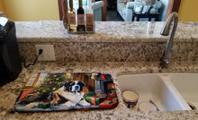 Load image into Gallery viewer, Saint Bernard Cozy Christmas Dish Drying Mat