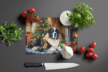Load image into Gallery viewer, Saint Bernard Cozy Christmas Glass Cutting Boards – Durable, Decorative Kitchen Art Large