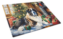 Load image into Gallery viewer, Saint Bernard Cozy Christmas Glass Cutting Boards – Durable, Decorative Kitchen Art Large