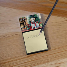 Load image into Gallery viewer, Sealyham Terrier Cozy Christmas Sticky Note Holder- Refiilable Desk Accessory Note Pad