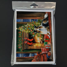 Load image into Gallery viewer, Sheltie Cozy Christmas Greeting Cards - Blank Note Cards – 8-Pack of Artist-Designed Cards with Envelopes