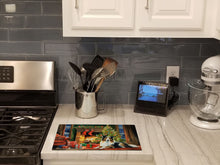 Load image into Gallery viewer, Sheltie Cozy Christmas Glass Cutting Boards – Durable, Decorative Kitchen Art Large
