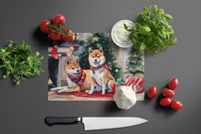 Load image into Gallery viewer, Shiba Inu Cozy Christmas Glass Cutting Boards – Durable, Decorative Kitchen Art Large