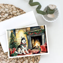 Load image into Gallery viewer, Siberian Husky Cozy Christmas Greeting Cards - Blank Note Cards – 8-Pack of Artist-Designed Cards with Envelopes