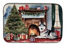 Load image into Gallery viewer, Siberian Husky Cozy Christmas Dish Drying Mat