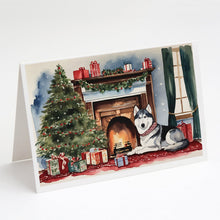 Load image into Gallery viewer, Siberian Husky Cozy Christmas Greeting Cards - Blank Note Cards – 8-Pack of Artist-Designed Cards with Envelopes