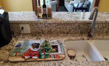 Load image into Gallery viewer, Tibetan Mastiff Cozy Christmas Dish Drying Mat