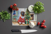 Load image into Gallery viewer, Tibetan Mastiff Cozy Christmas Glass Cutting Boards – Durable, Decorative Kitchen Art Large