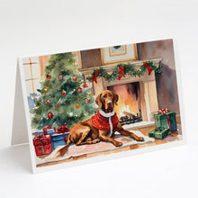 Load image into Gallery viewer, Vizsla Cozy Christmas Greeting Cards - Blank Note Cards – 8-Pack of Artist-Designed Cards with Envelopes