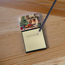 Load image into Gallery viewer, Vizsla Cozy Christmas Sticky Note Holder- Refiilable Desk Accessory Note Pad
